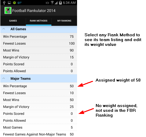 Football Rankulator Android App User Help 1
